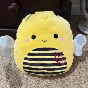Squishmallow Yellow Bee Plush Toy with Black Stripes